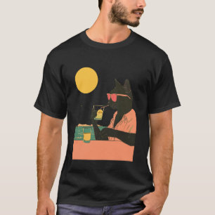 Camiseta gafas de sol gato negro vacaciones en la costa art