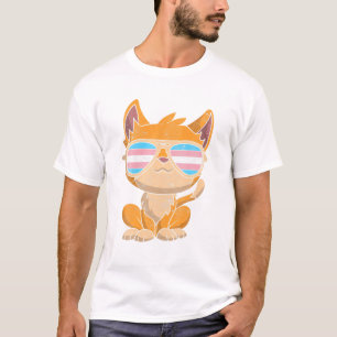 Camiseta Gafas de sol gatos divertidas Bandera transsexual