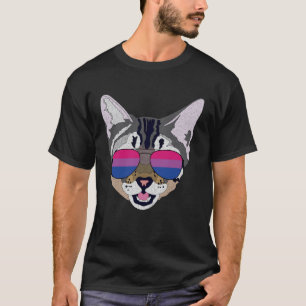 Camiseta Gafas de sol gatos divertidas Bisexual Bi Pride Ba