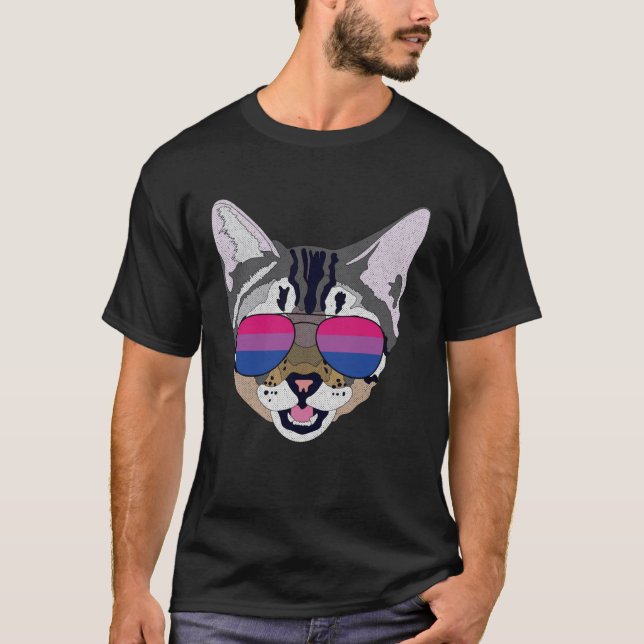 Camiseta Gafas de sol gatos divertidas Bisexual Bi Pride Ba (Anverso)