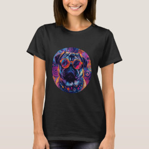 Camiseta Gafas de sol geniales Pug Trippy Groovy Lindo Hipp