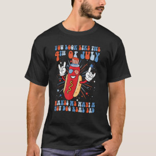 Camiseta Gafas de sol Hotdog Bandera Americana USA 4 de Ju