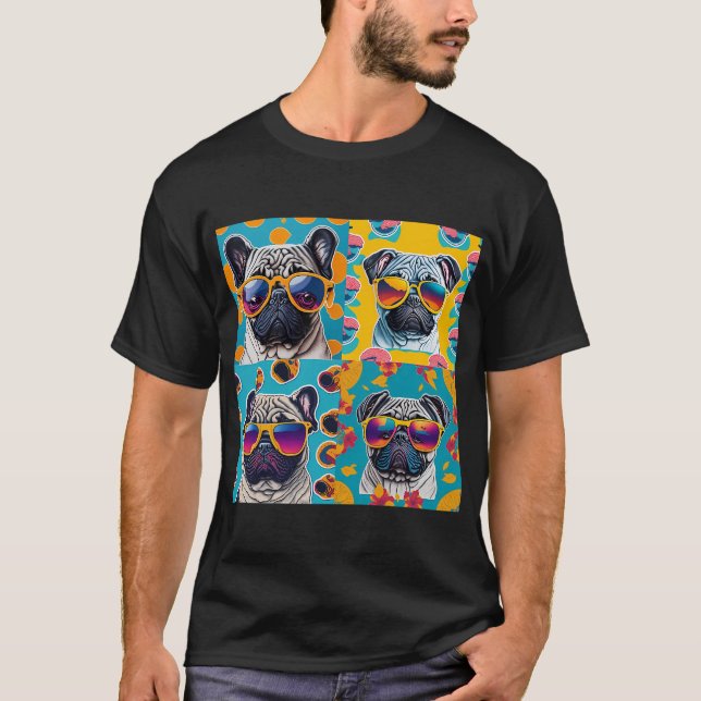 Camiseta Gafas de sol inspiradas en Andy Warhol: Pug-tástic (Anverso)