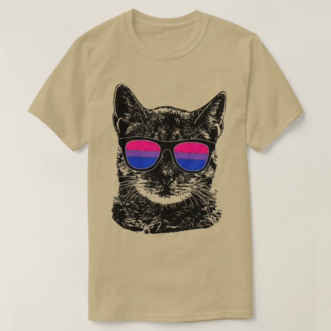 Camiseta Gafas de sol LGBT del gato del orgullo gay bisexua (Diseño del anverso)
