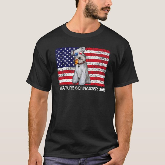 Camiseta Gafas de sol Ministra Schnauzer Dad Flag U estadou (Anverso)
