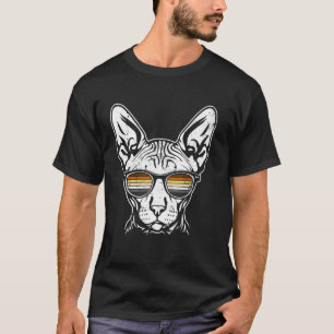 Camiseta Gafas de sol Orgullo de oso gato Sphynx retro homb