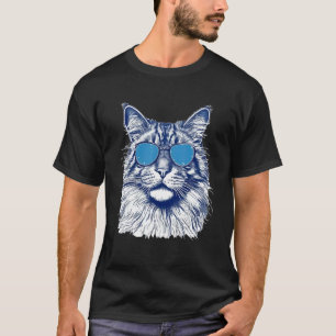 Camiseta Gafas de sol para amantes de gatos Maine Coon Vint