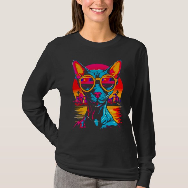 Camiseta Gafas de sol para gato sin pelo Sphynx (Anverso)