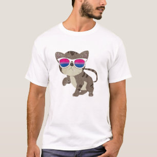 Camiseta Gafas de sol para gatos LGBT Bandera de bisexualid