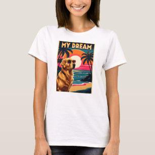 Camiseta Gafas de sol para perros retro Playa de la puesta