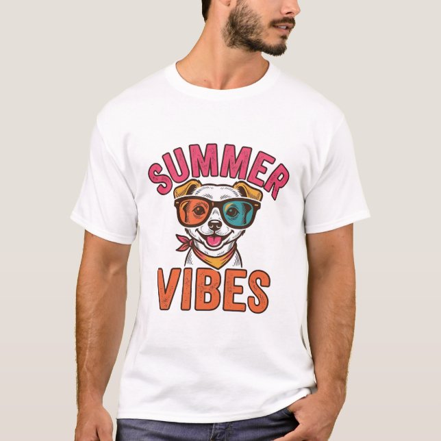 Camiseta Gafas de sol para perros Summer Vibes Diseño de ca (Anverso)