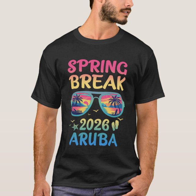 Camiseta Gafas de sol para vacaciones de Spring Break Aruba (Anverso)