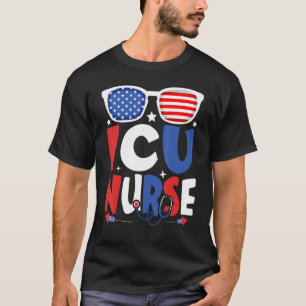 Camiseta Gafas de sol patrióticas para enfermera de UCI del