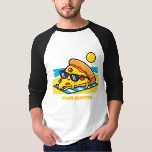 Camiseta Gafas de sol Pizza Relajándose en la Playa
