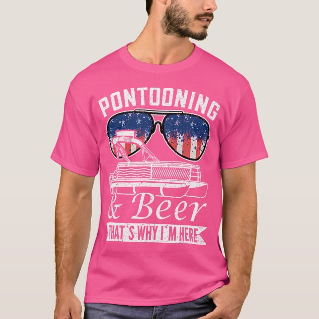 Camiseta Gafas De Sol Pontoon Boat Capitán Boating 4 De Jul (Anverso)