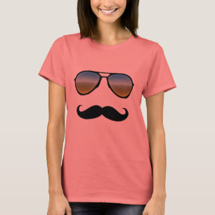 Camiseta Gafas de sol retras divertidas con el bigote
