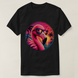 Camiseta Gafas de sol Retro 80s Neon Flamenco Atardecer