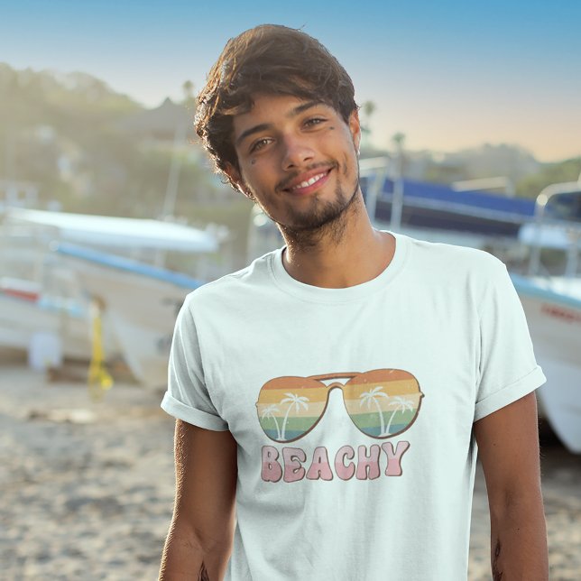 Camiseta Gafas de sol retro arco iris con palmeras (Subido por el creador)