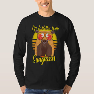 Camiseta Gafas de sol Retro Atardecer Playa Vacaciones Arma