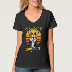 Camiseta Gafas de sol Retro Atardecer Playa Vacaciones Bull