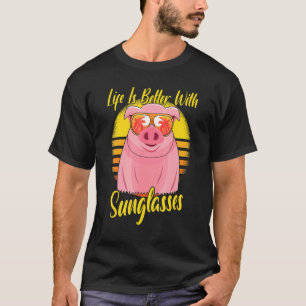 Camiseta Gafas de sol Retro Atardecer Playa Vacaciones Cerd