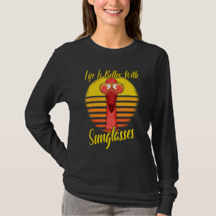 Camiseta Gafas de sol Retro Atardecer Playa Vacaciones Flam