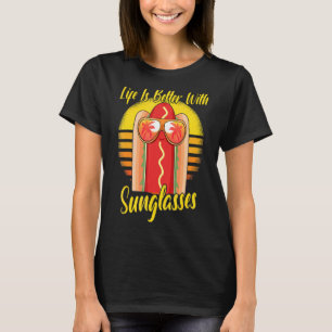 Camiseta Gafas de sol Retro Atardecer Playa Vacaciones Hotd