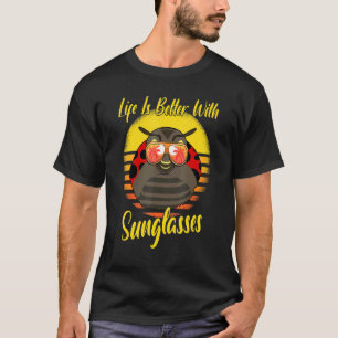 Camiseta Gafas de sol Retro Atardecer Playa Vacaciones Mari