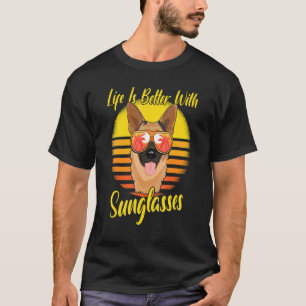 Camiseta Gafas de sol Retro Atardecer Playa Vacaciones Past