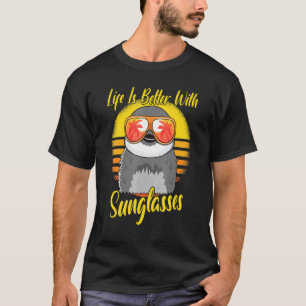 Camiseta Gafas de sol Retro Atardecer Playa Vacaciones Ping