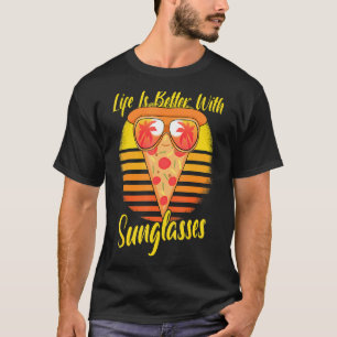 Camiseta Gafas de sol Retro Atardecer Playa Vacaciones Pizz