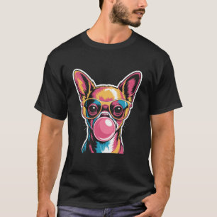 Camiseta Gafas de sol retro Chihuahua chicle Perro divertid