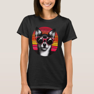 Camiseta Gafas de sol retro de cosecha de perro de Chihuahu