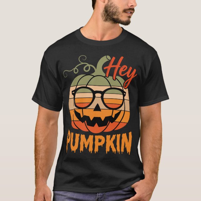 Camiseta Gafas de sol retro de Halloween Hey Pumpkin (Anverso)