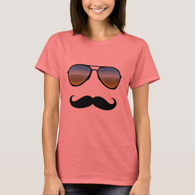Camiseta Gafas de sol retro divertidas con bigote (Anverso)