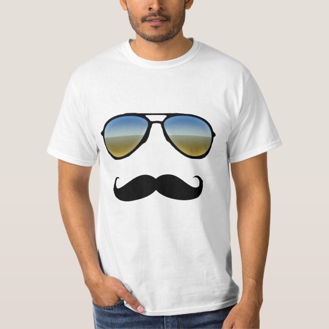 Camiseta Gafas de sol retro divertidas con bigote (Anverso)