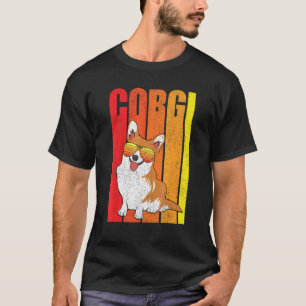 Camiseta Gafas de sol retro para perro Corgi Vintage