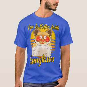 Camiseta Gafas de sol Retro Sunset Beach Vacaciones Hamster