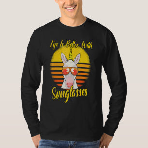Camiseta Gafas de sol Retro Sunset Beach Vacaciones Unicorn
