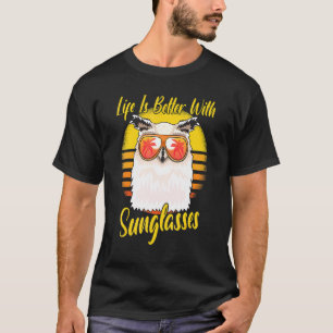 Camiseta Gafas de sol Retro Sunset Beach Vacation Owl
