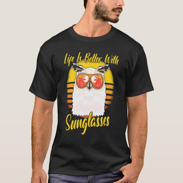 Camiseta Gafas de sol Retro Sunset Beach Vacation Owl (Anverso)
