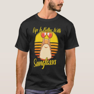Camiseta Gafas de sol Retro Sunset Beach Vacation Snail