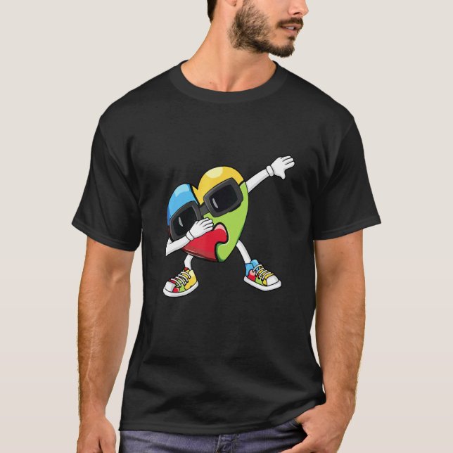 Camiseta Gafas de sol rompecabezas corazón con dabbing conc (Anverso)