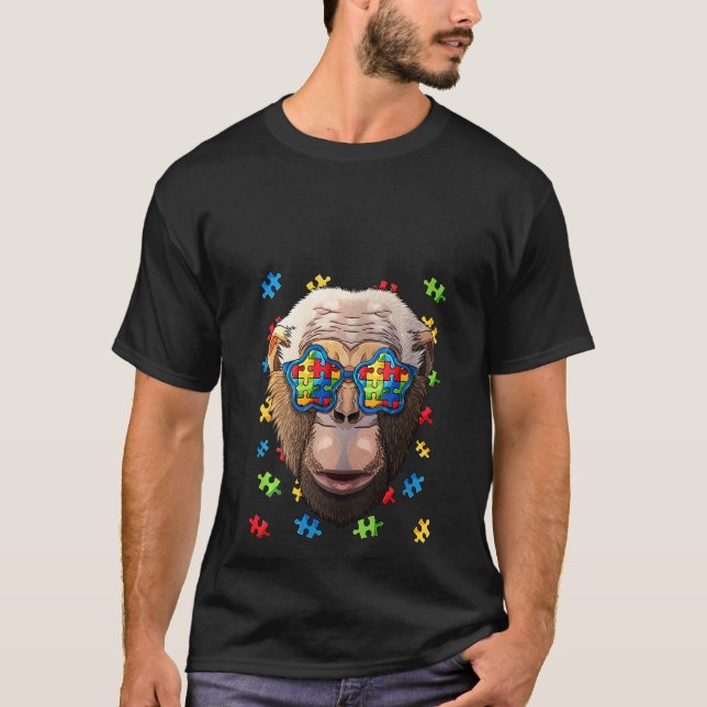 Camiseta Gafas de sol rompecabezas de chimpancé con concien (Anverso)