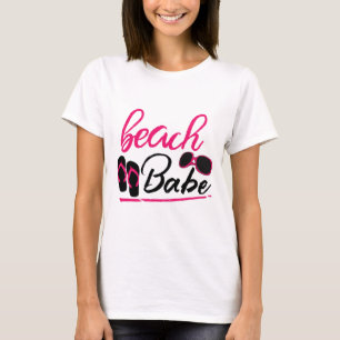Camiseta gafas de sol rosadas de chica de playa