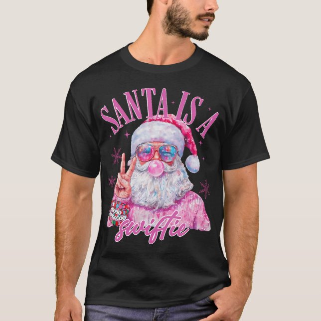 Camiseta Gafas De Sol Rosadas Santa Es Un Navidad De Santa  (Anverso)