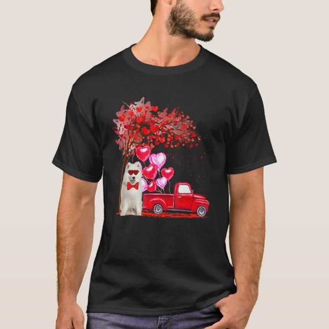 Camiseta Gafas de sol Samoyed Corazón Árbol Camión de recog (Anverso)