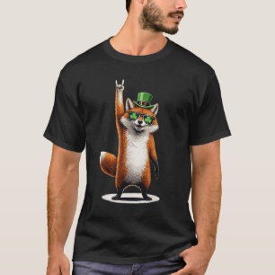 Camiseta Gafas de sol Shamrock de zorro afortunado día de S