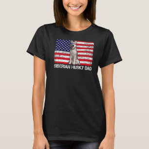 Camiseta Gafas de sol Siberian Husky Dad Flag American Usa