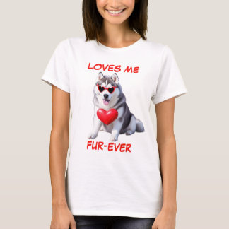 Camiseta Gafas de sol Siberianas Husky Red Heart-Shaped